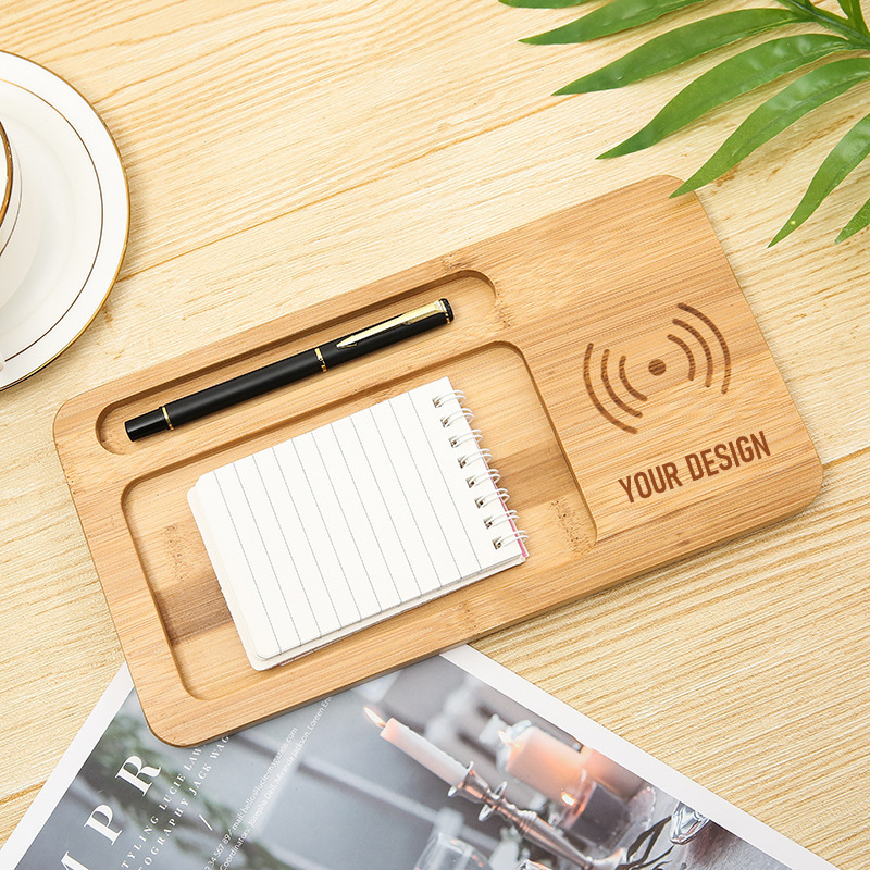 Bamboo Desktop Organizer Wireless Charging Pad1