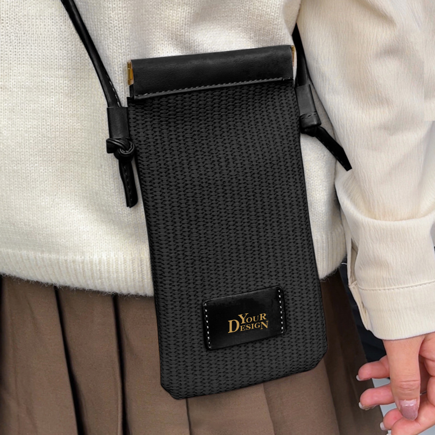 PU Leather Braided Mobile Phone Bag3