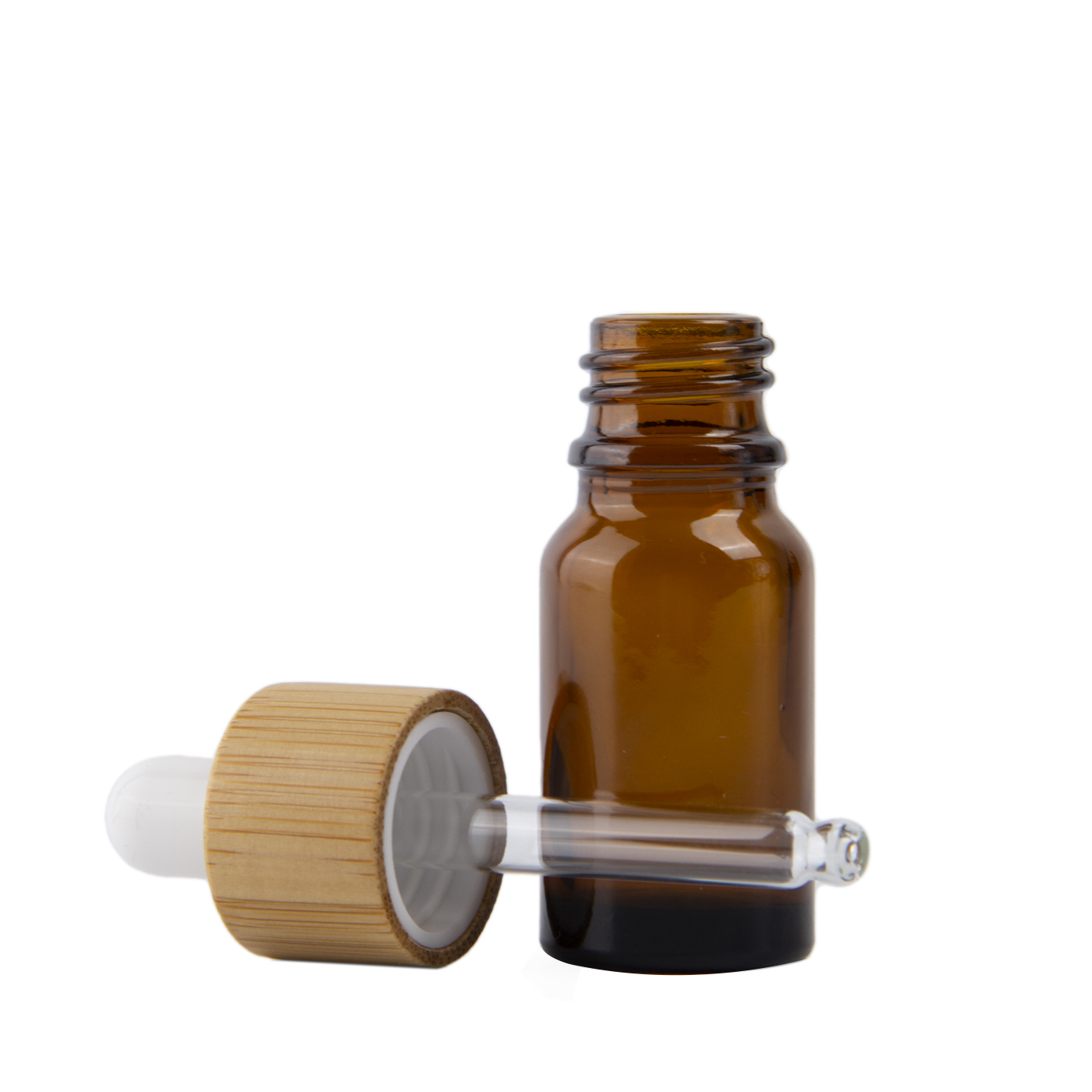 Amber Glass Dropper Bottle With Bamboo Lid