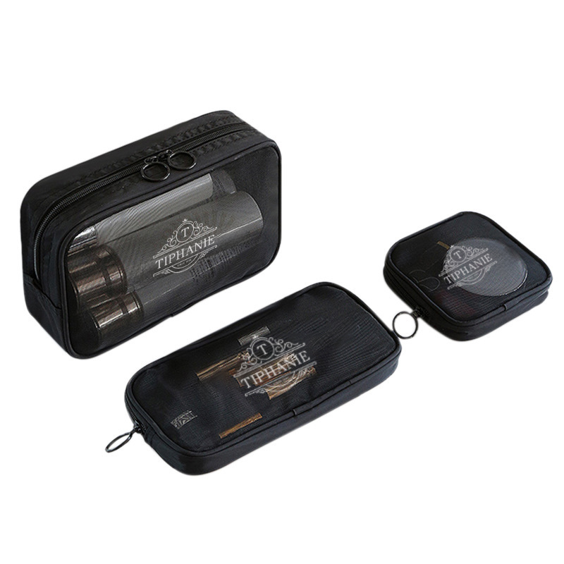 3PCS Mesh Toiletry Cosmetic Bag