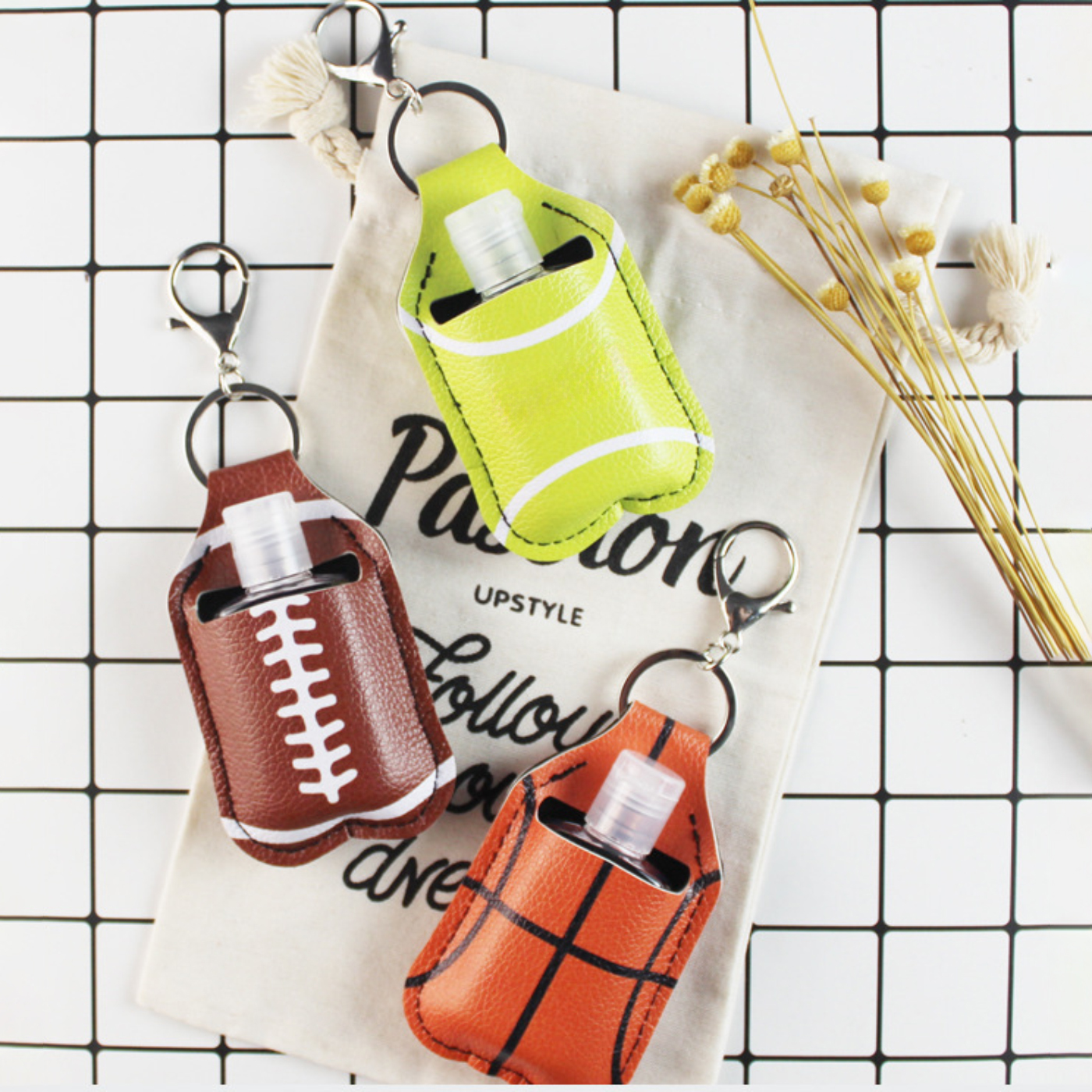 PU Leather Hand Sanitizer Holder Keychain2