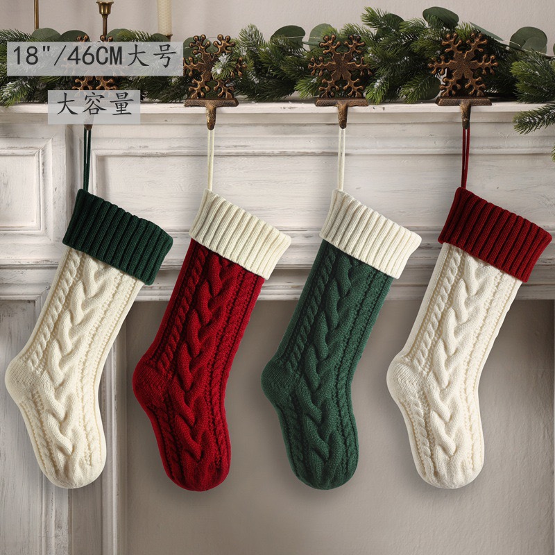 Large Cable Knitted Christmas Stockings4