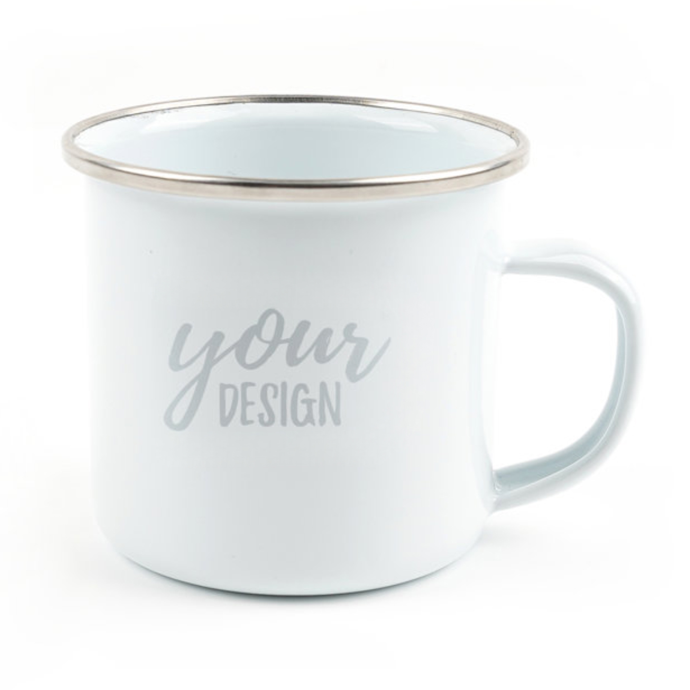 Promo 8 oz. Enamel Mug With Silver Rim2