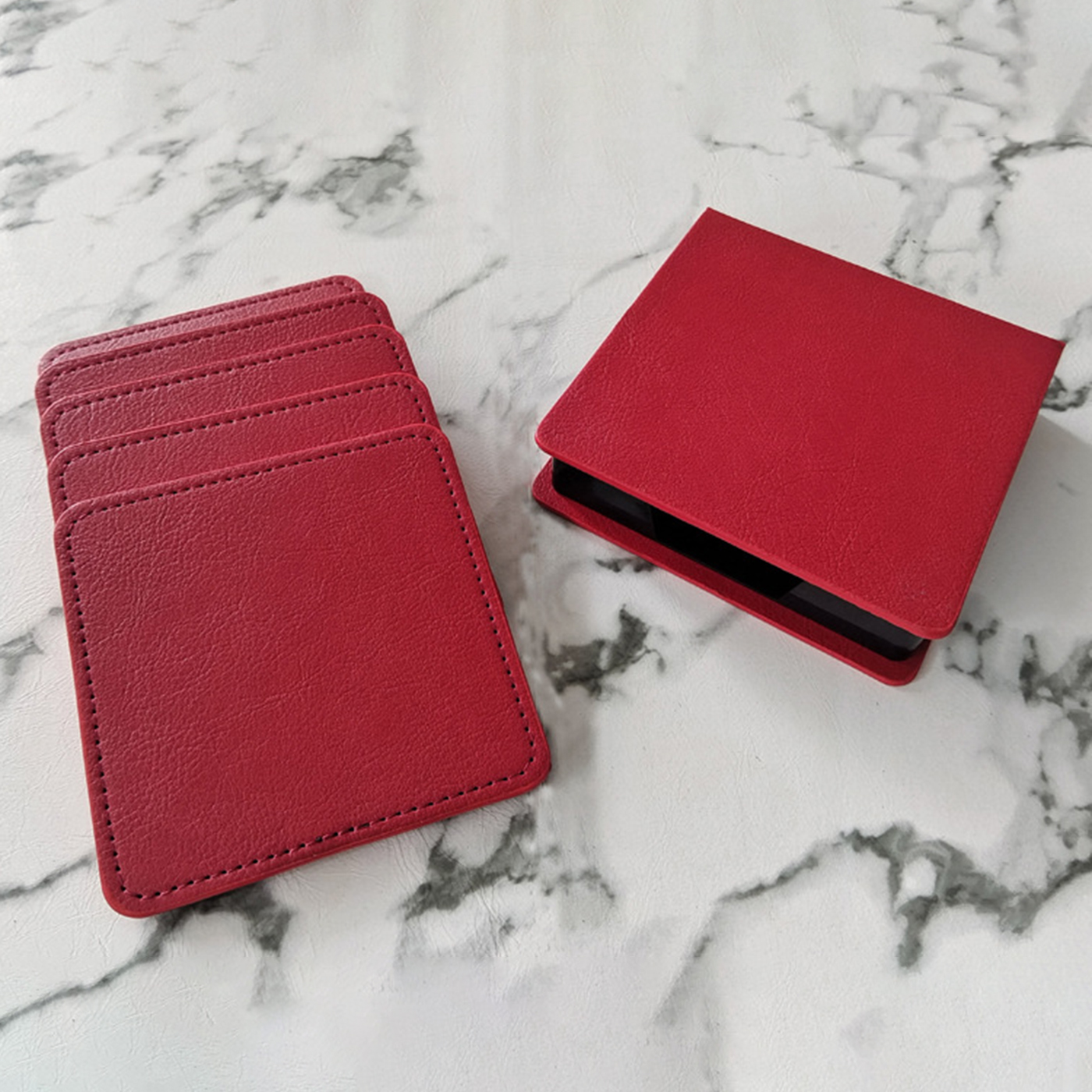 4 Packs PU Leather Coasters2