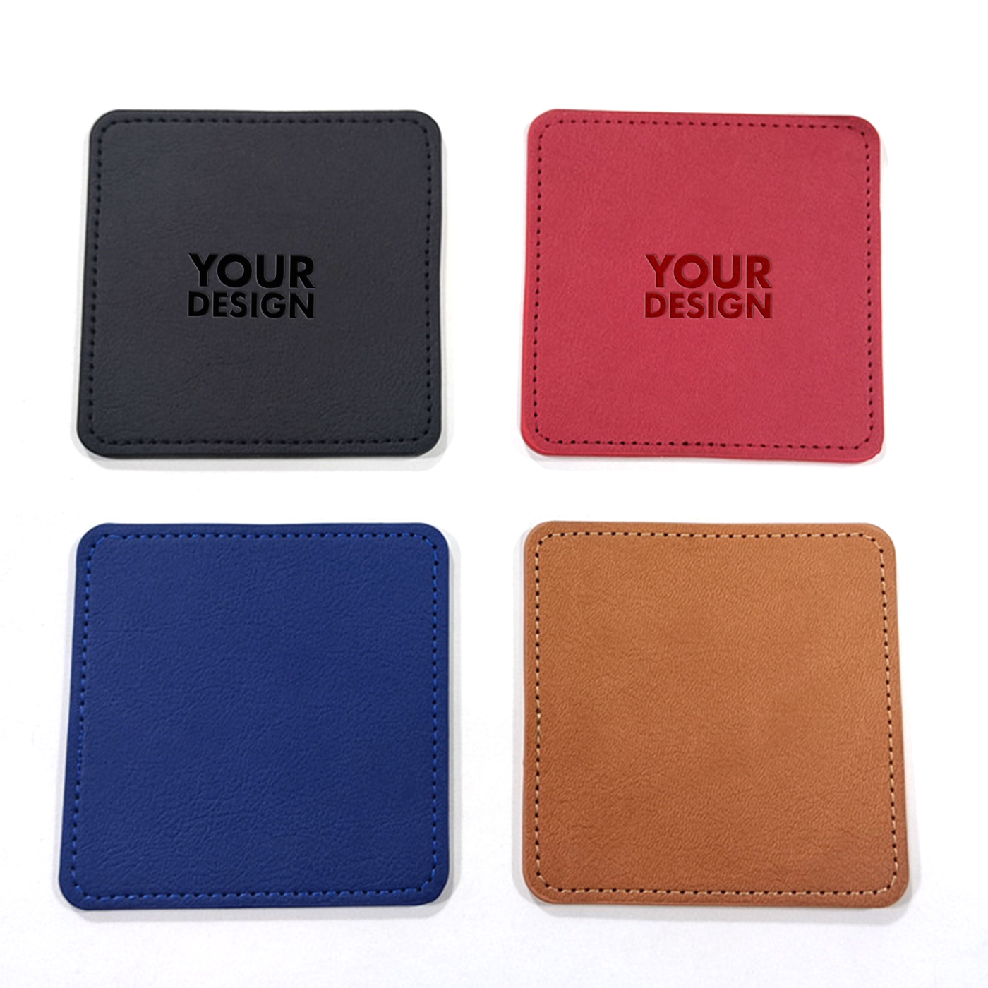 4 Packs PU Leather Coasters