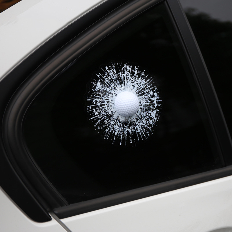 3D Simulation Golf Ball Broken Glass Stickers