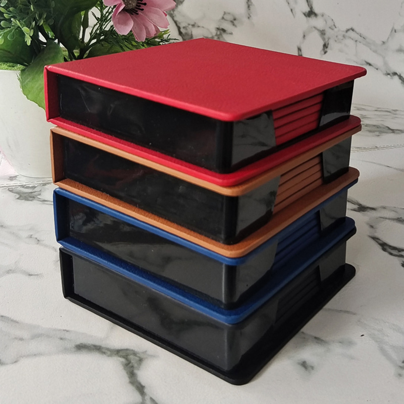 4 Packs PU Leather Coasters1