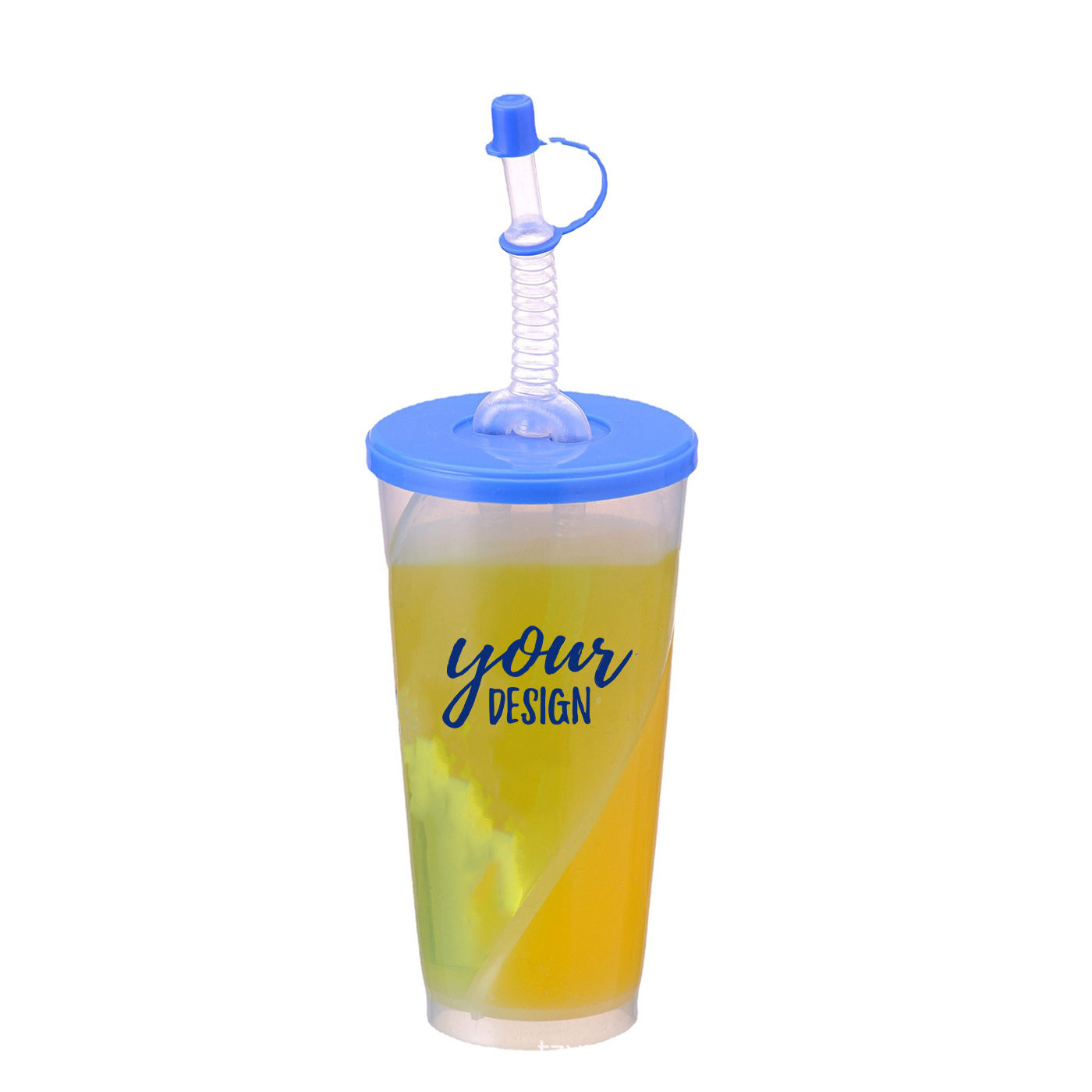 Plastic Twin Split Cup With Straw