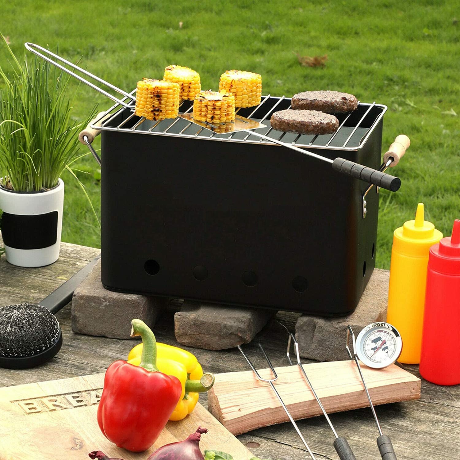 Compact Travel BBQ Bucket With Grill Plate3