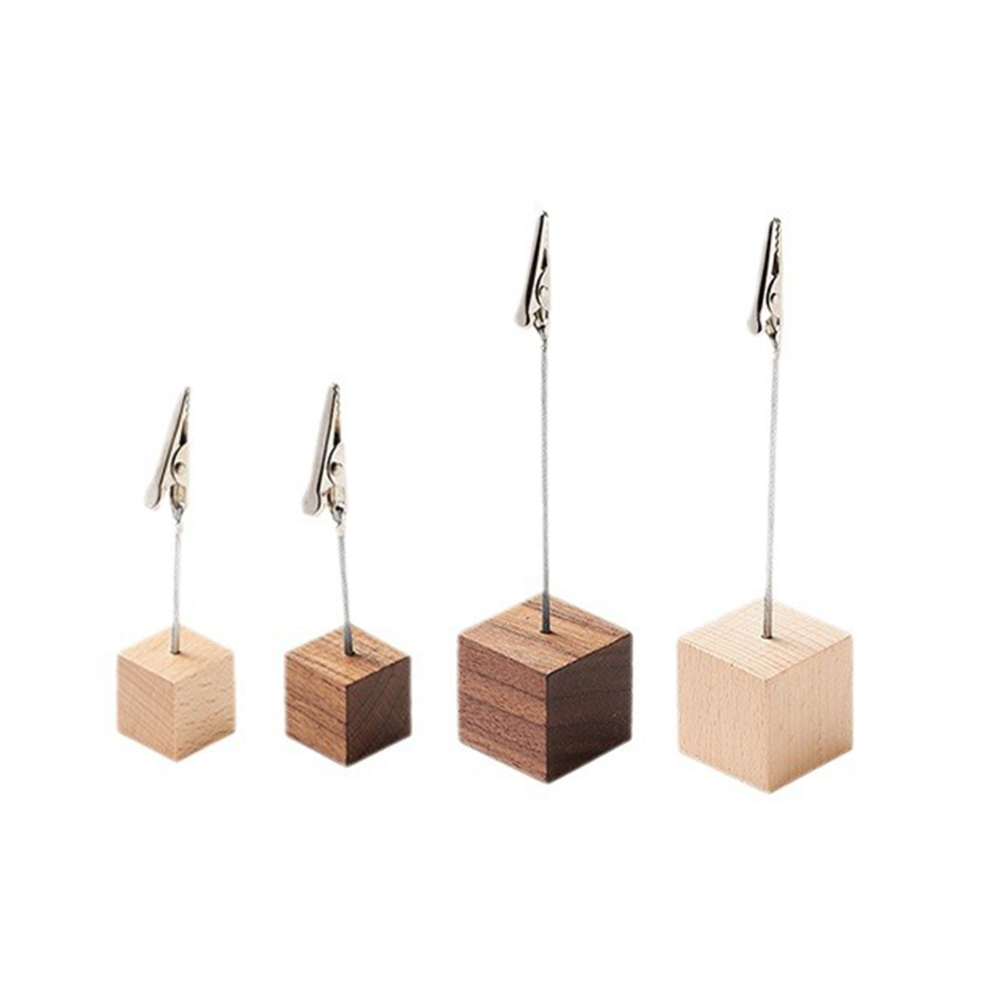 Wooden Cube Business Card Holders With Crocodile Clips3