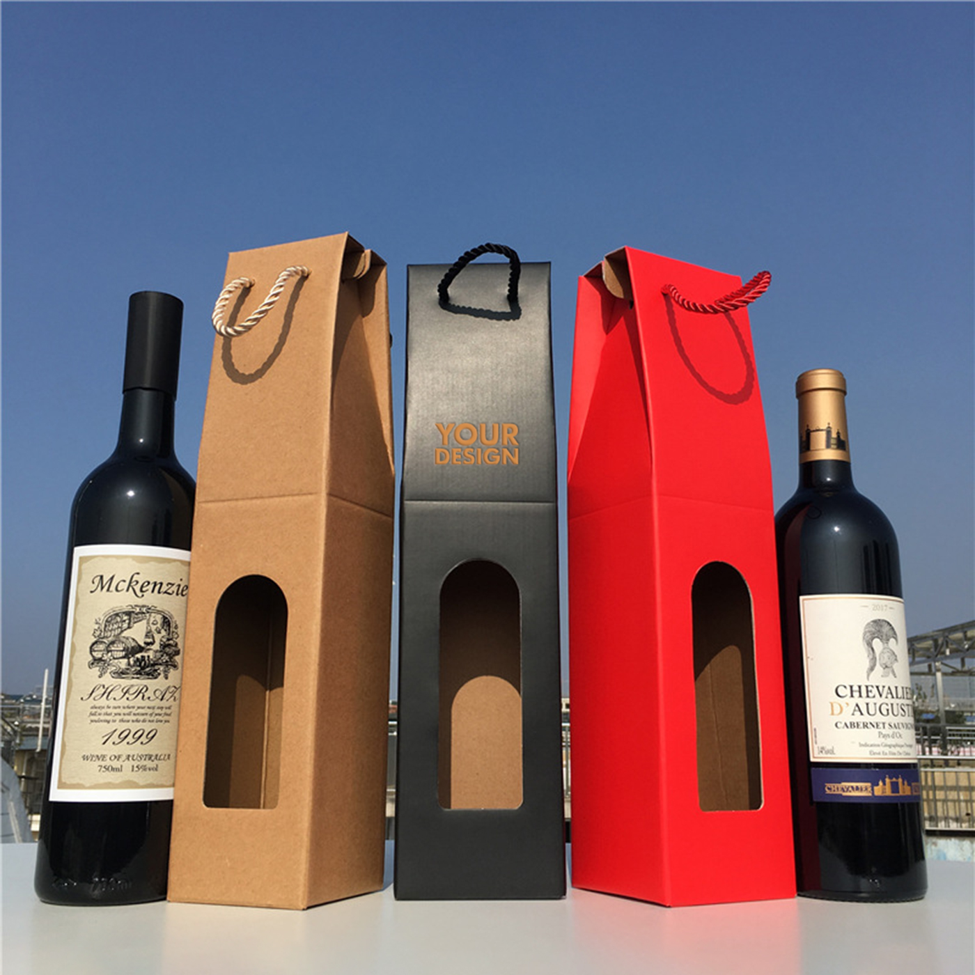 Wine Bottle Packaging Bag With Window