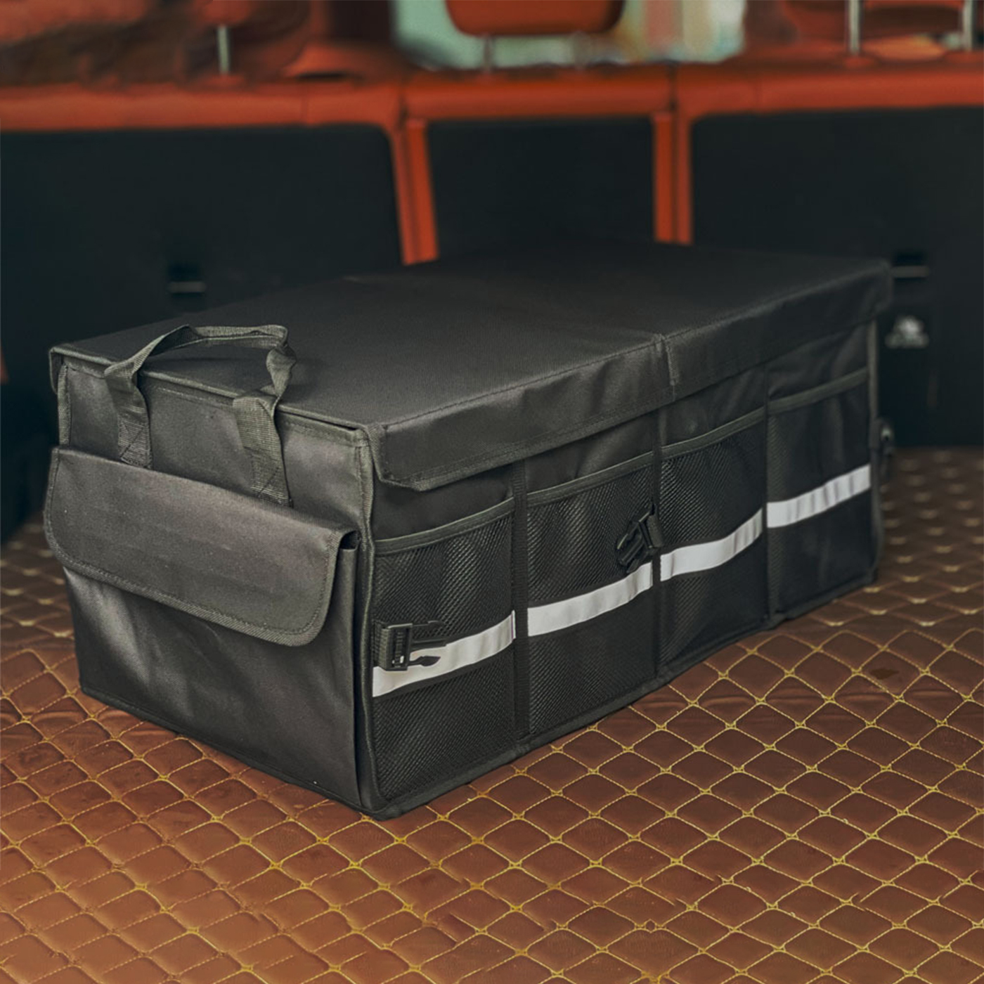 Collapsible Multi Compartment Car Trunk Organizer2