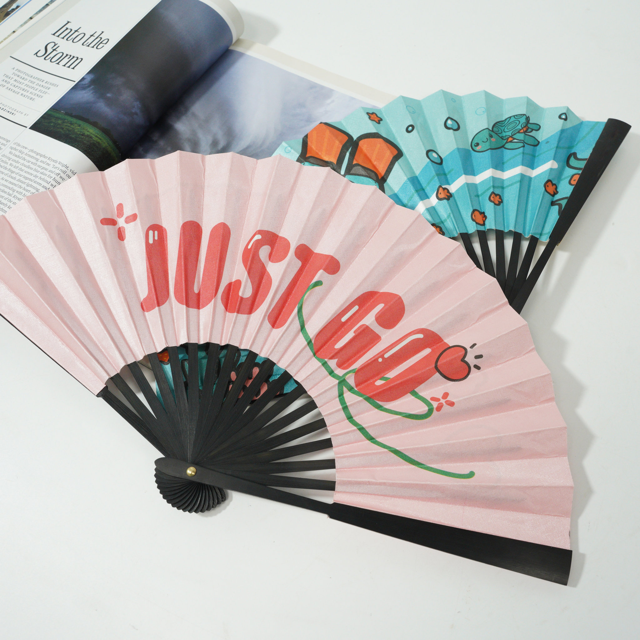 Custom Double-sided Fabric Hand Fans1