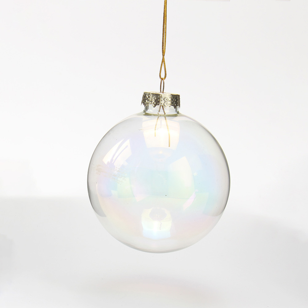 Clear Iridescent Glass Christmas Ornament2