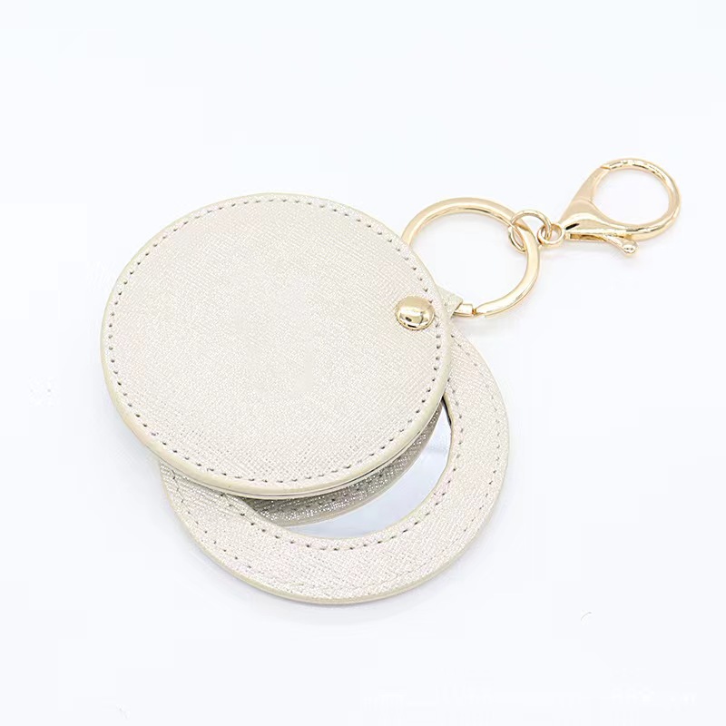 Personalized PU Compact Mirror With Keychain1
