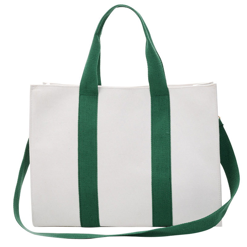 Vertical Stripe Canvas Tote Bag
