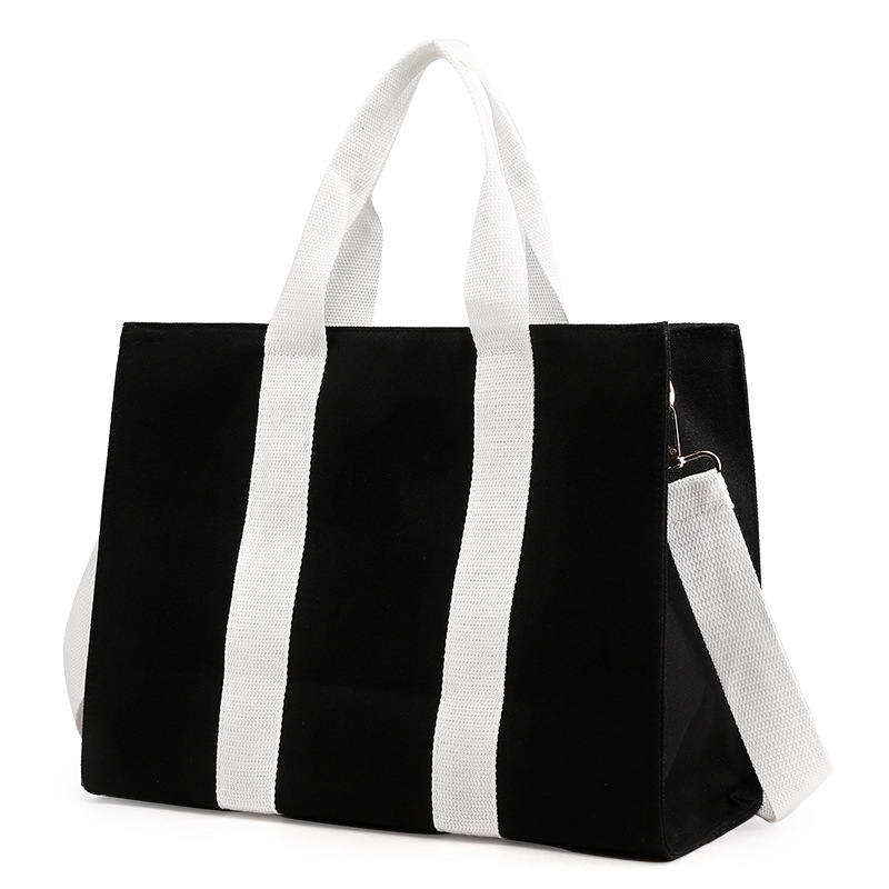 Vertical Stripe Canvas Tote Bag1
