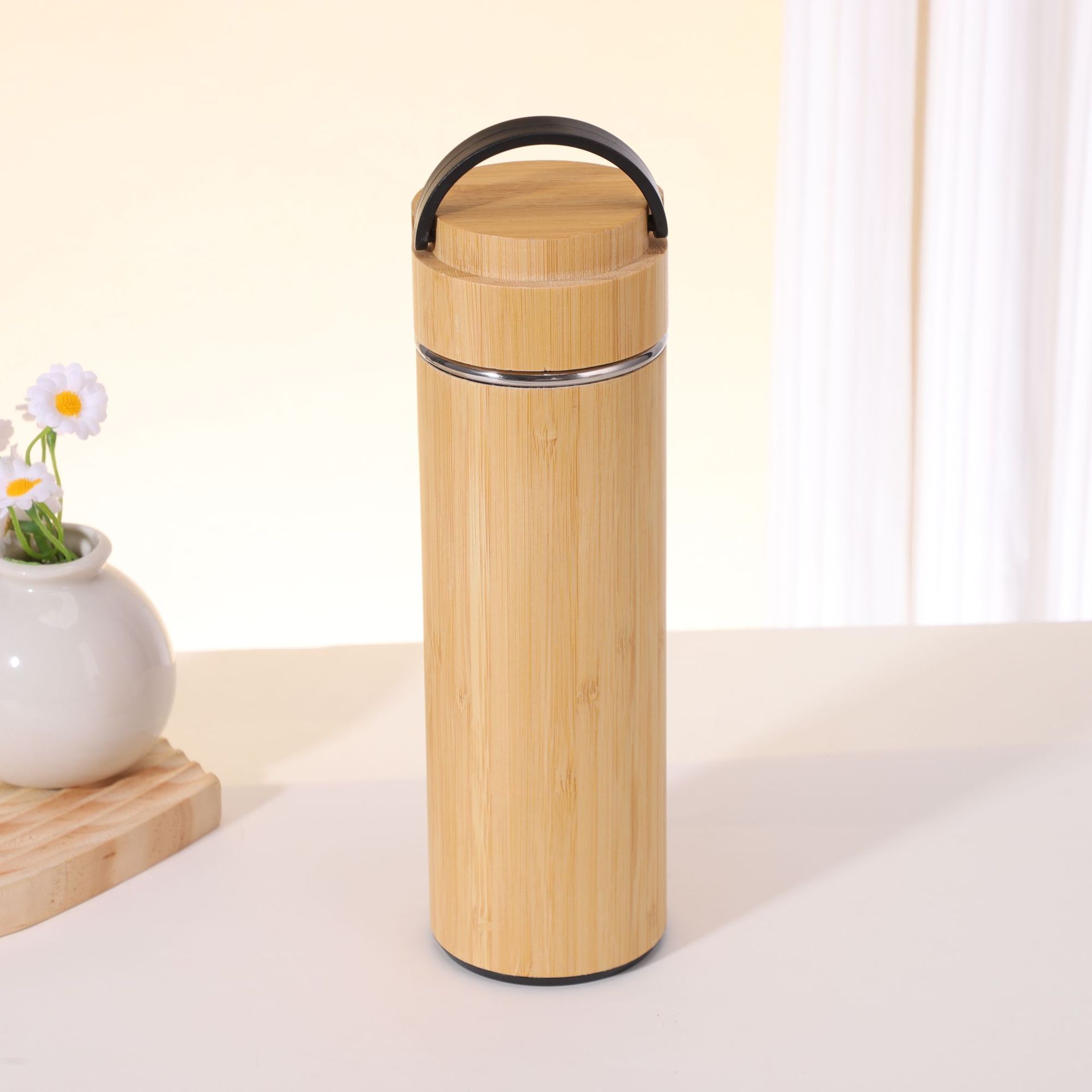 15 oz. Bamboo Insulated Water Bottle With Handle