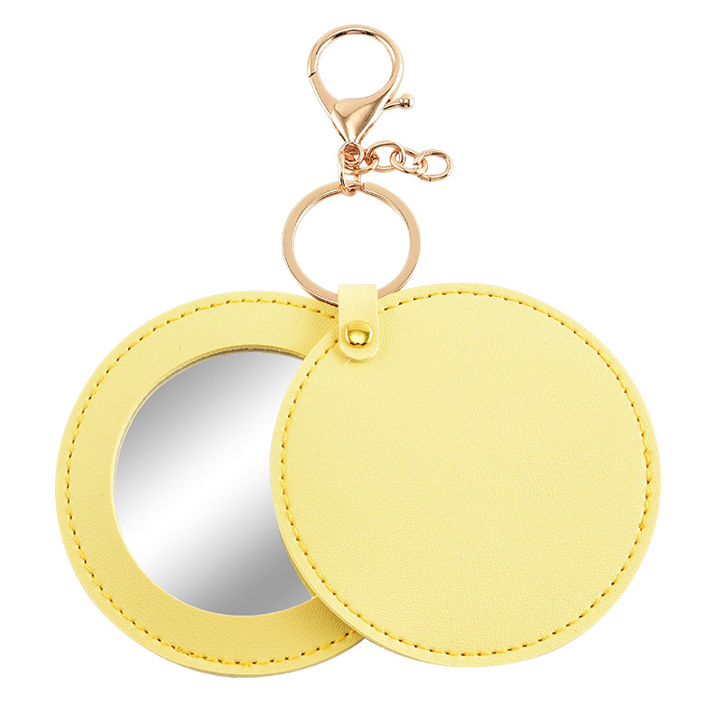 Personalized PU Compact Mirror With Keychain