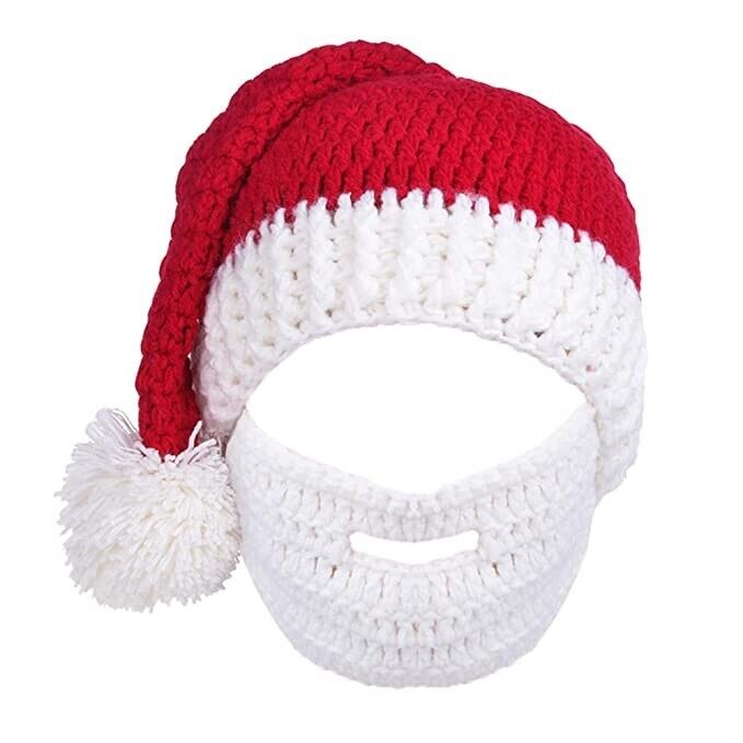 Knitted Santa Hat With Beard Mask