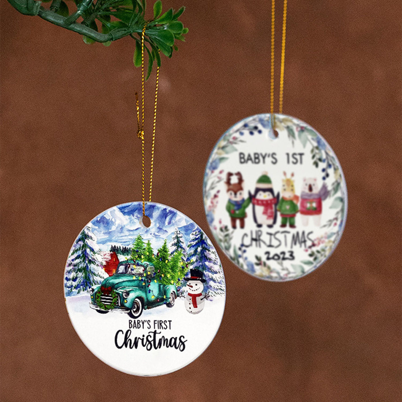 Double Sided Round Acrylic Christmas Ornament2