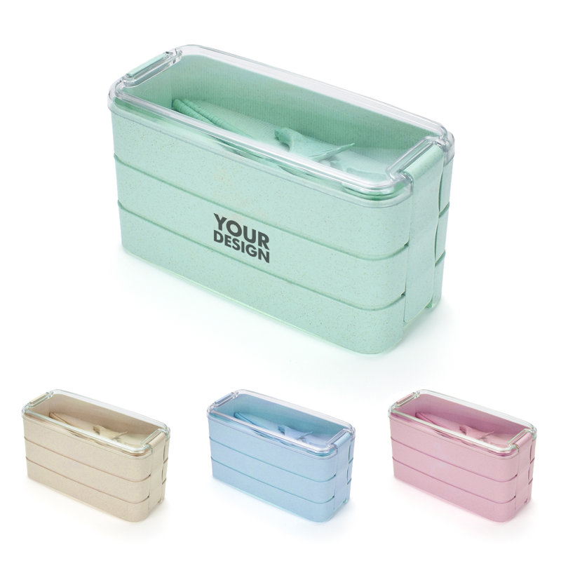 3-layer Wheat Straw Stackable Bento Box