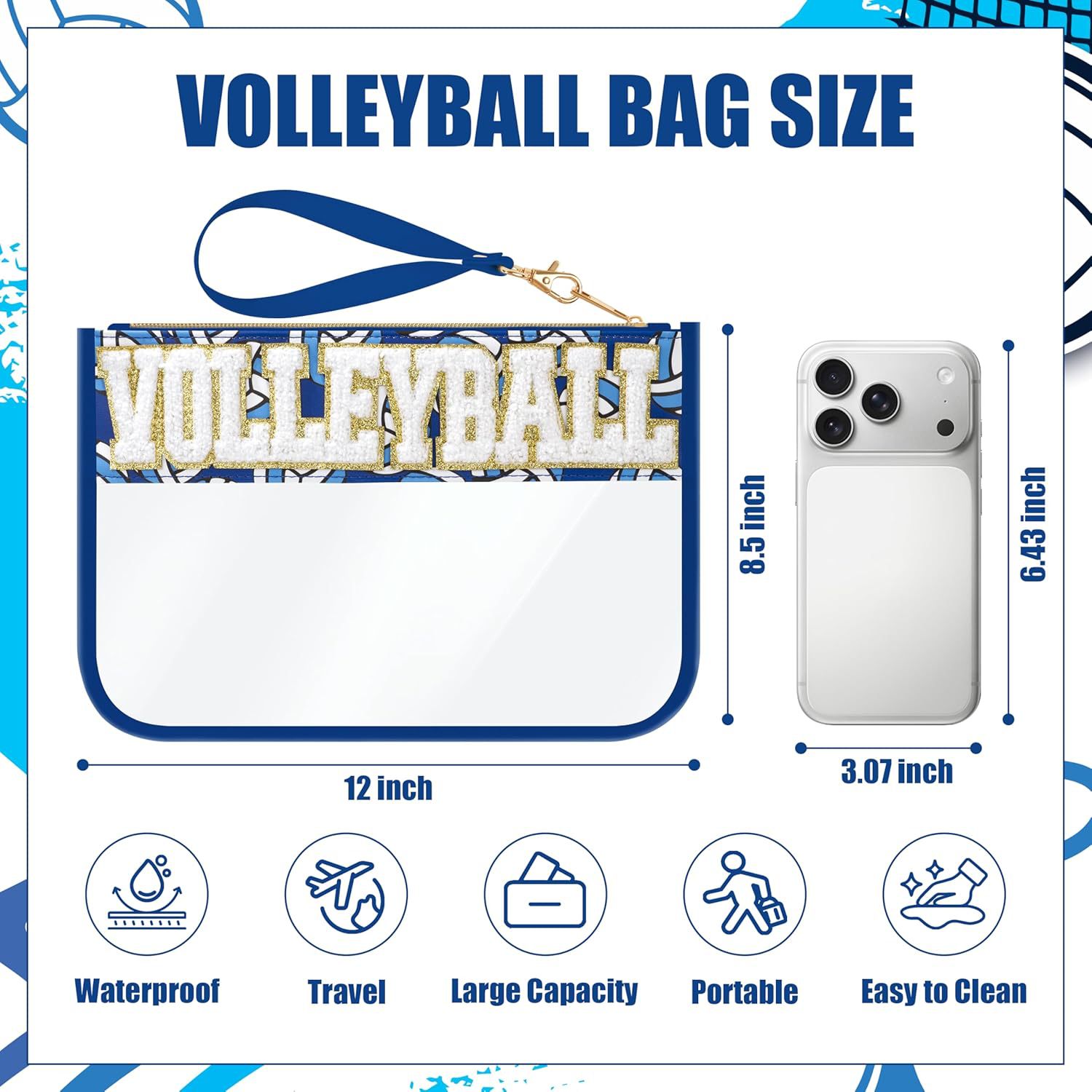 Chenille Patches Clear Make Up Bag3