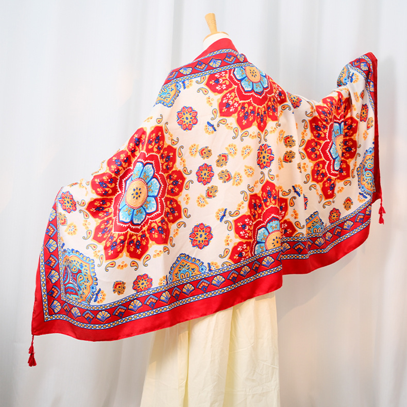 Women's Beach  Scarf With Tassels