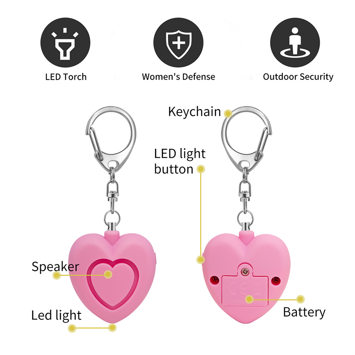 Heart-shaped Key Ring Alarm4