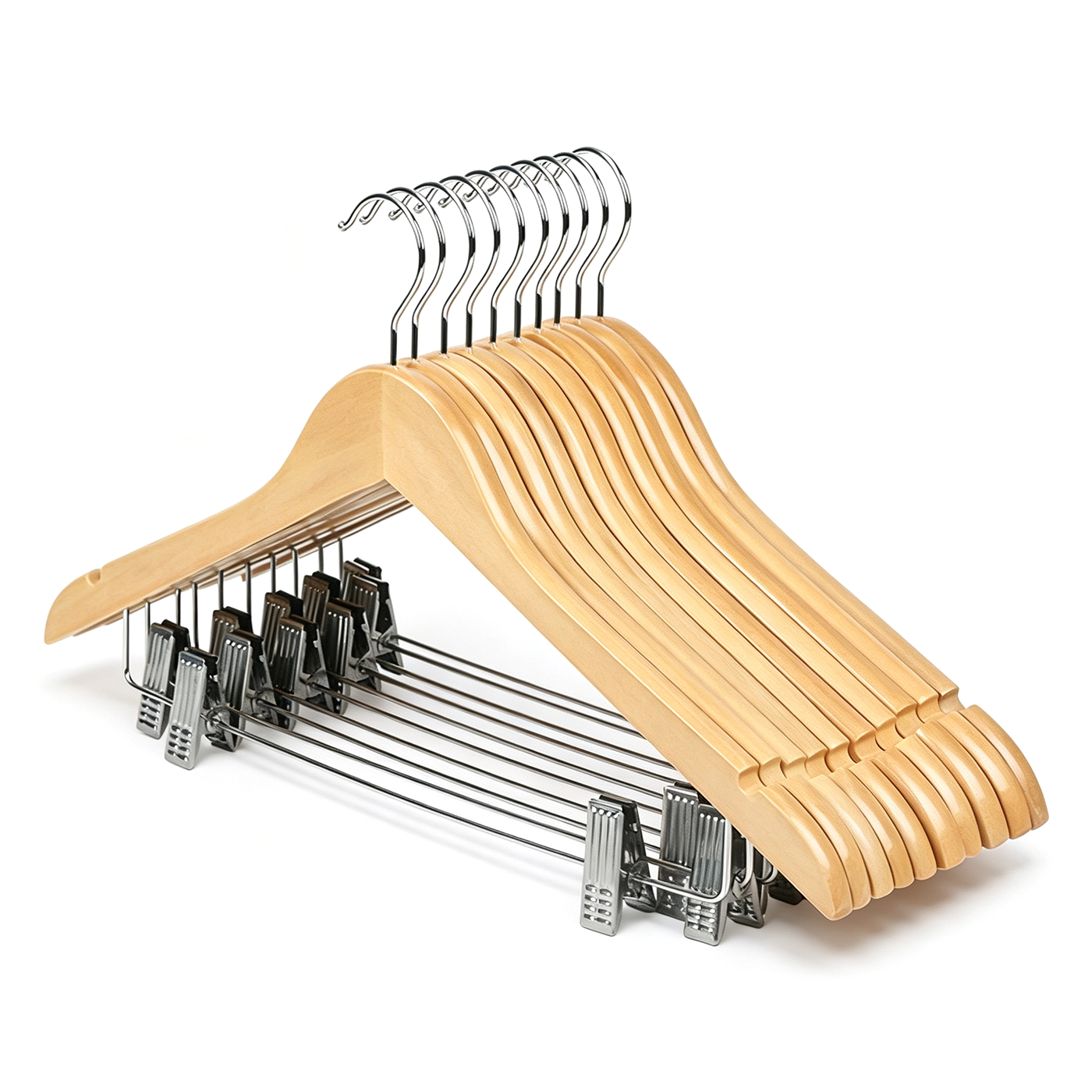 Custom Wooden Pants Hanger with Clips1