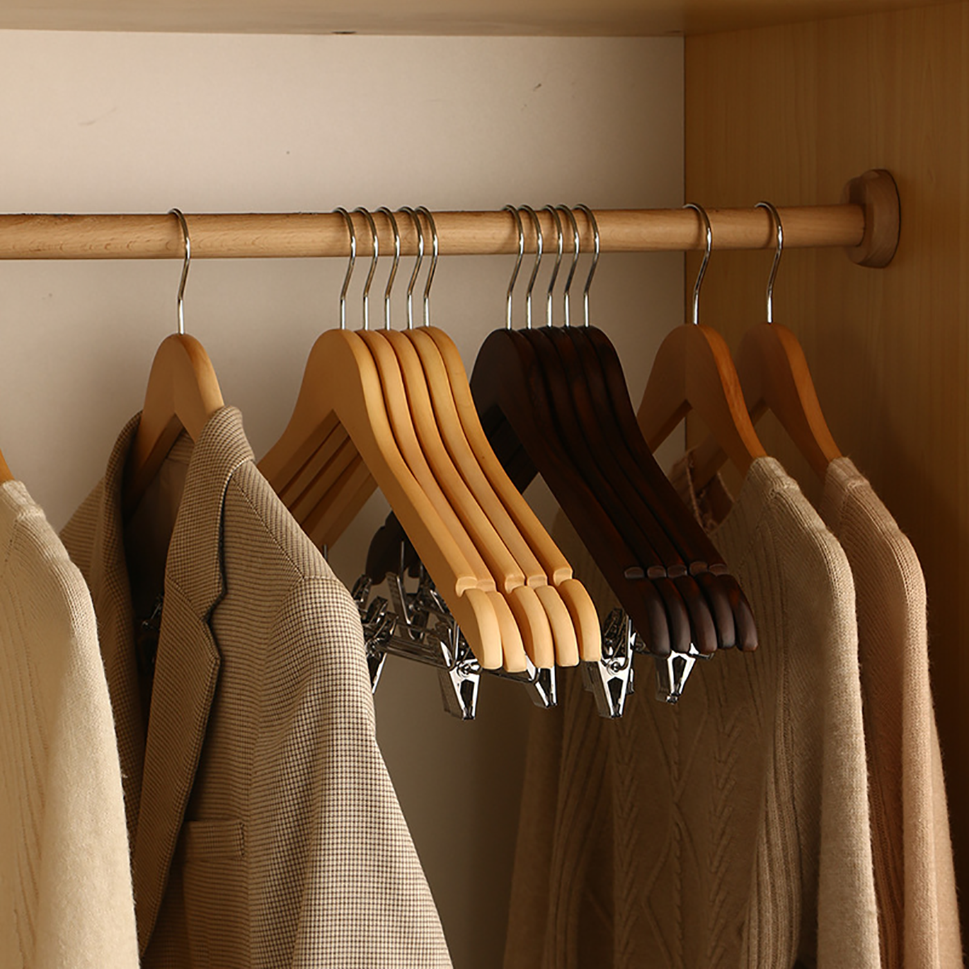 Custom Wooden Pants Hanger with Clips3