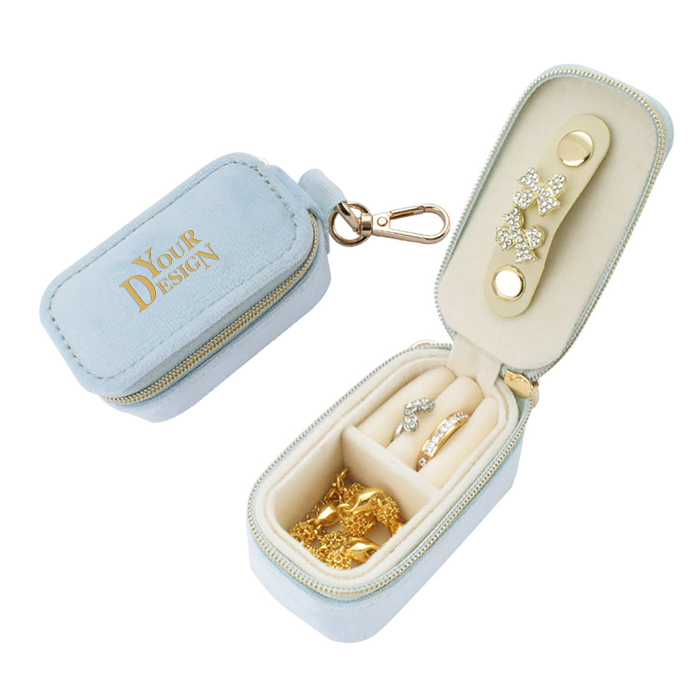 Custom Velvet Travel Jewelry Box with Keychain