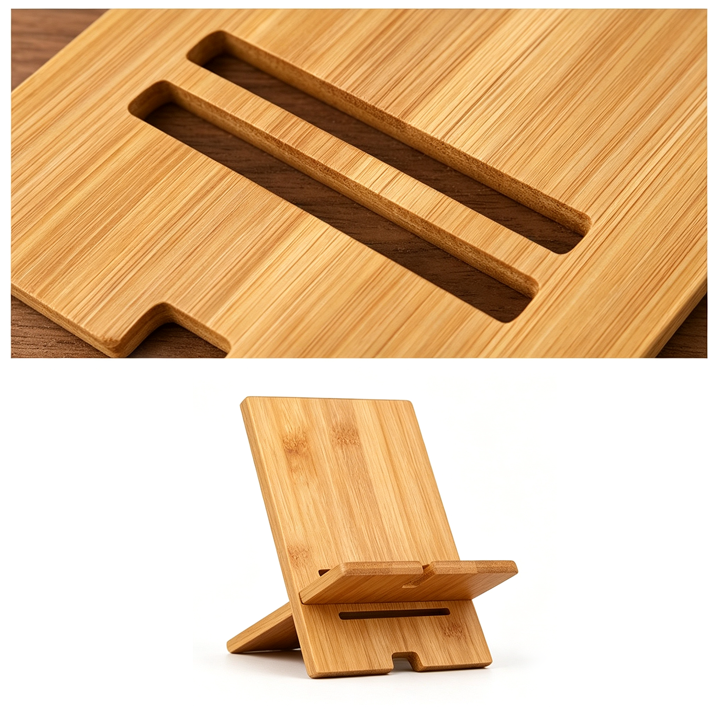 Natural Bamboo Phone Stand Desk Holder2