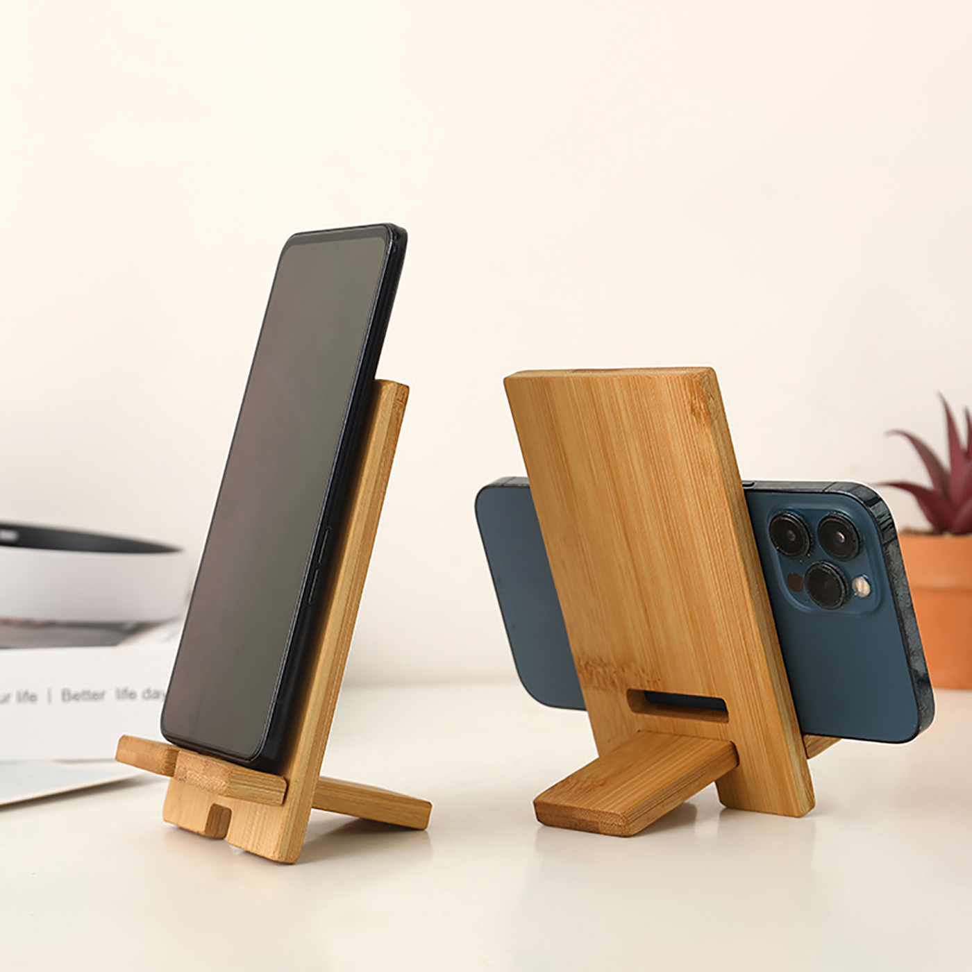 Natural Bamboo Phone Stand Desk Holder3