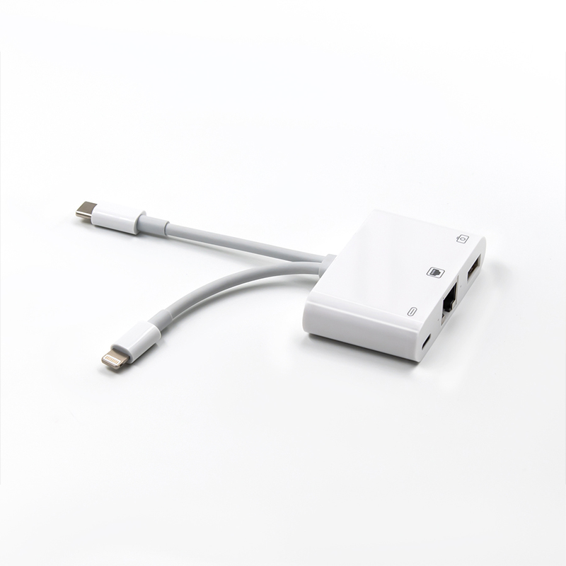 Custom 3 in 1 USB C Lightning Ethernet Adapter2