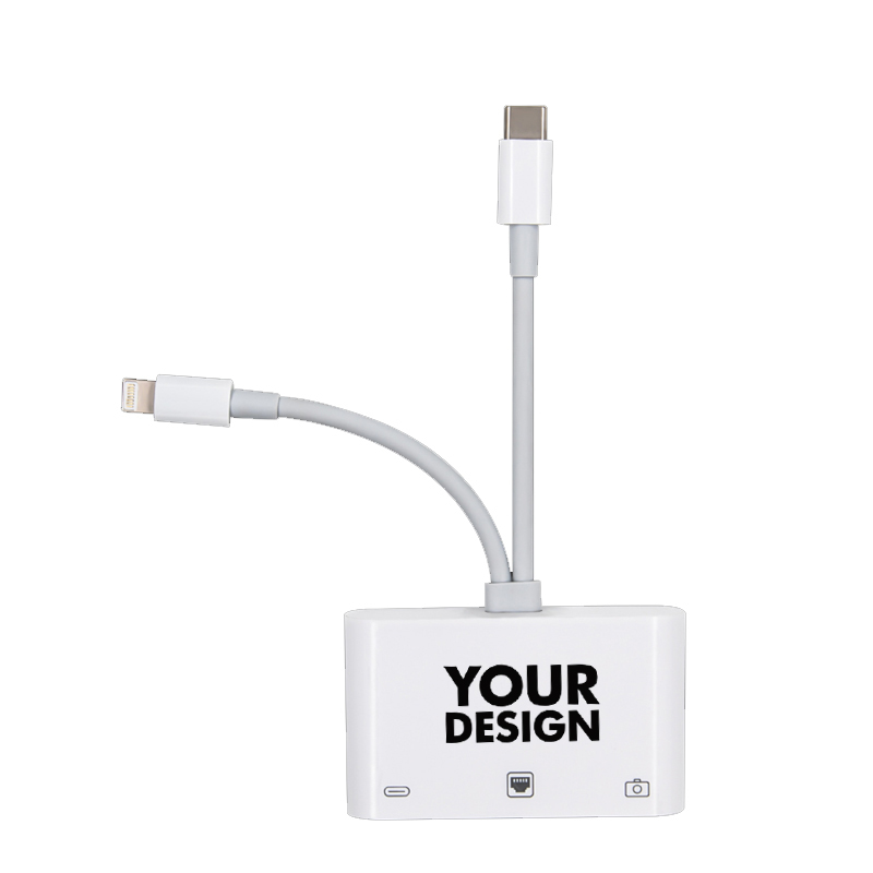 Custom 3 in 1 USB C Lightning Ethernet Adapter
