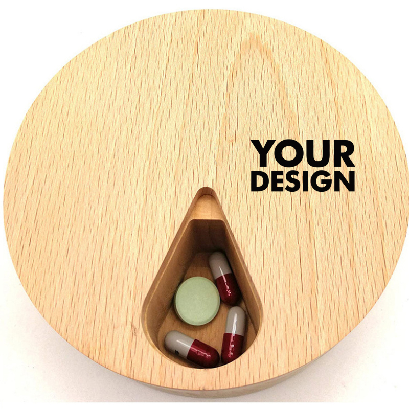 Custom Beech Wood 7 Compartment Pill Box1
