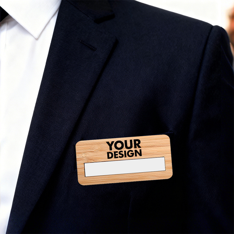 Custom Wooden Name Badge Magnetic Pin