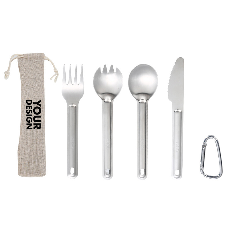 Portable Camping Cutlery Set With Pouch
