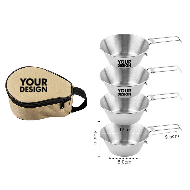 Folding Camping Bowls Set With Pouch