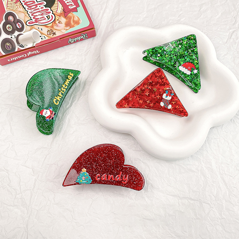 Custom Christmas Glitter Acrylic Hair Claw Clip