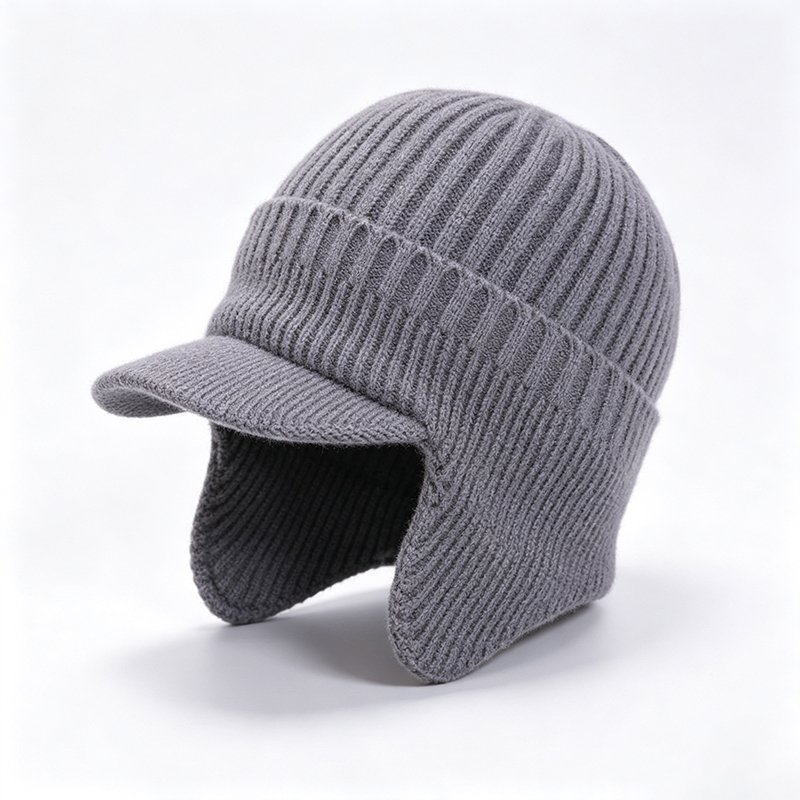Custom Winter Fleece Lined Knit Trapper Hat1