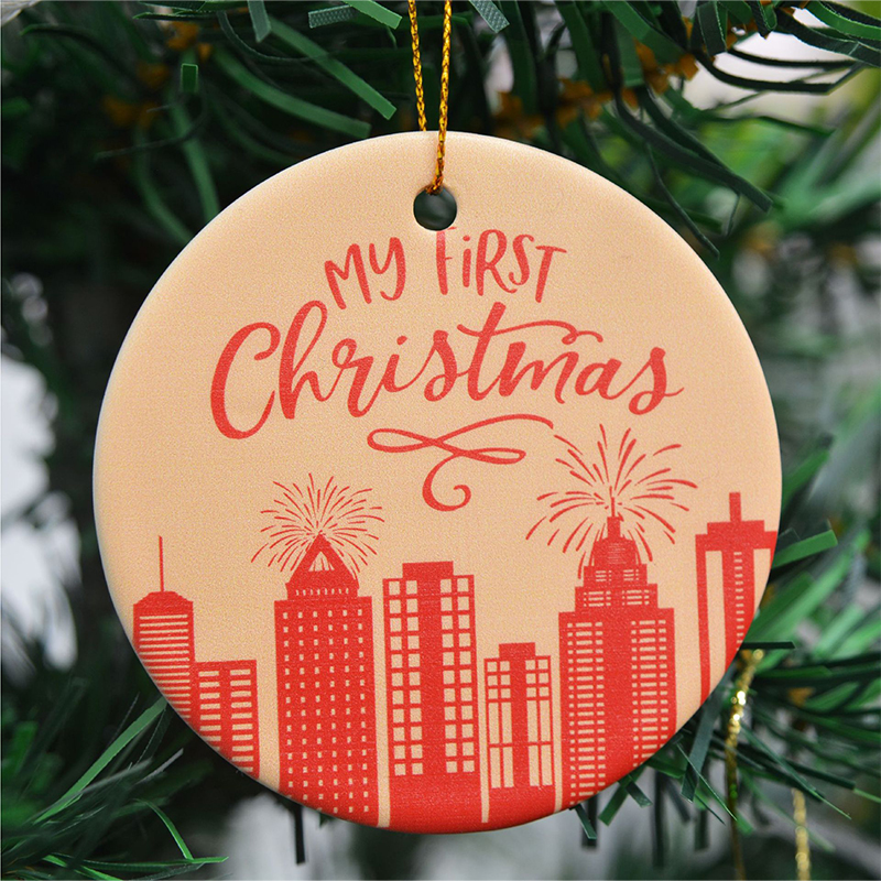 Custom Round Ceramic Christmas Ornament2
