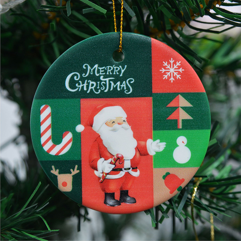Custom Round Ceramic Christmas Ornament3