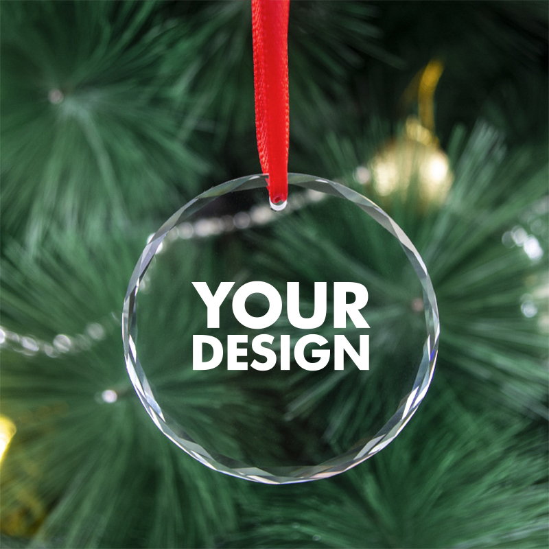 Custom Round Crystal Christmas Ornament