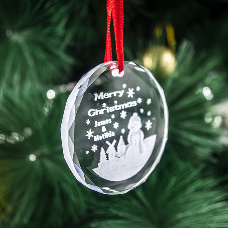 Custom Round Crystal Christmas Ornament1