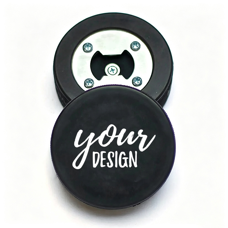 Custom Rubber Ice Hockey Puck Bottle Opener