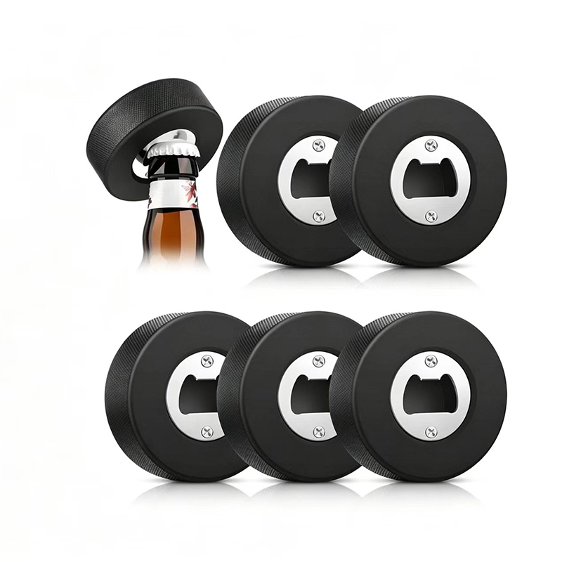 Custom Rubber Ice Hockey Puck Bottle Opener2
