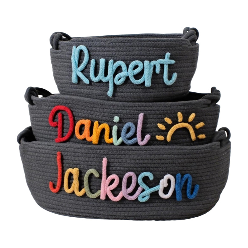 Personalized Knitted Cotton Storage Basket1
