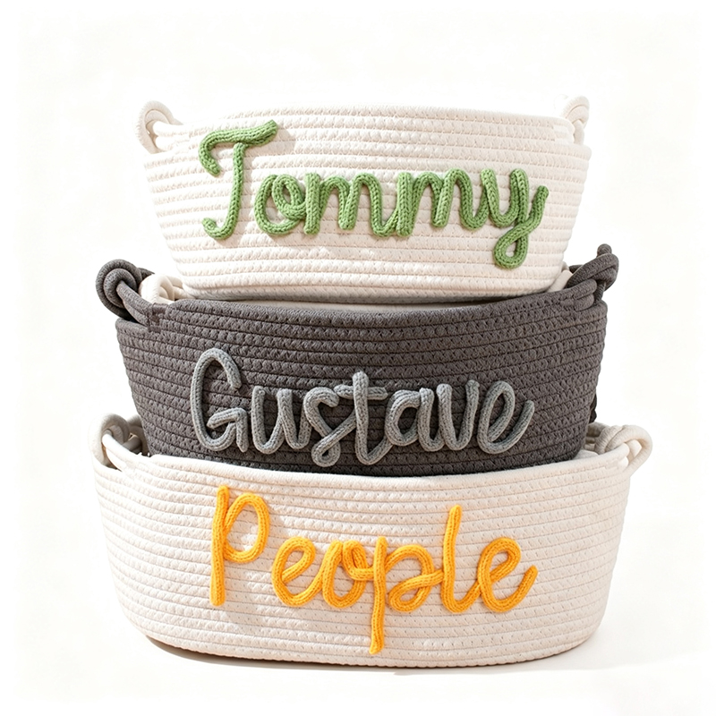 Personalized Knitted Cotton Storage Basket2